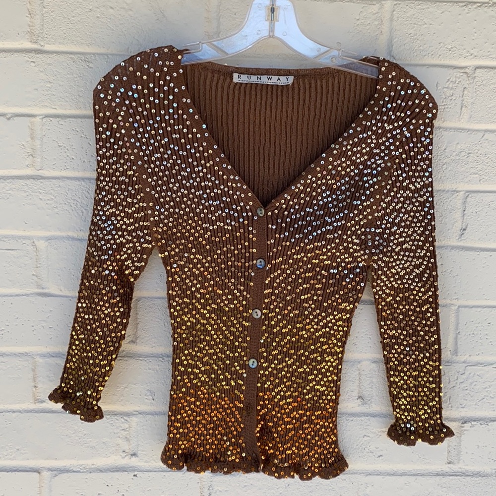 Virtual Runway Connection Sequin Ribbed Cardigan 2